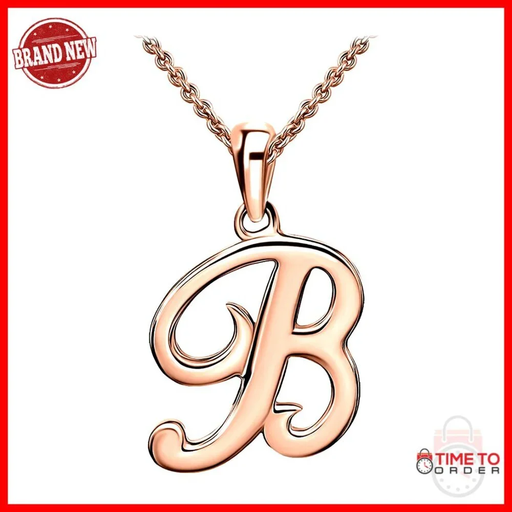 Sterling Silver Initial Necklace Personalized Pendant 18 Inch Chain